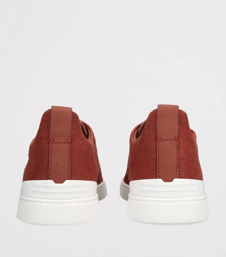 Zegna Cotton-Linen Triple Stitch Sneakers - Image 2