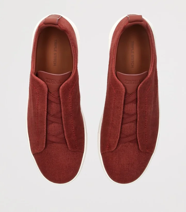 Zegna Cotton-Linen Triple Stitch Sneakers - Image 4