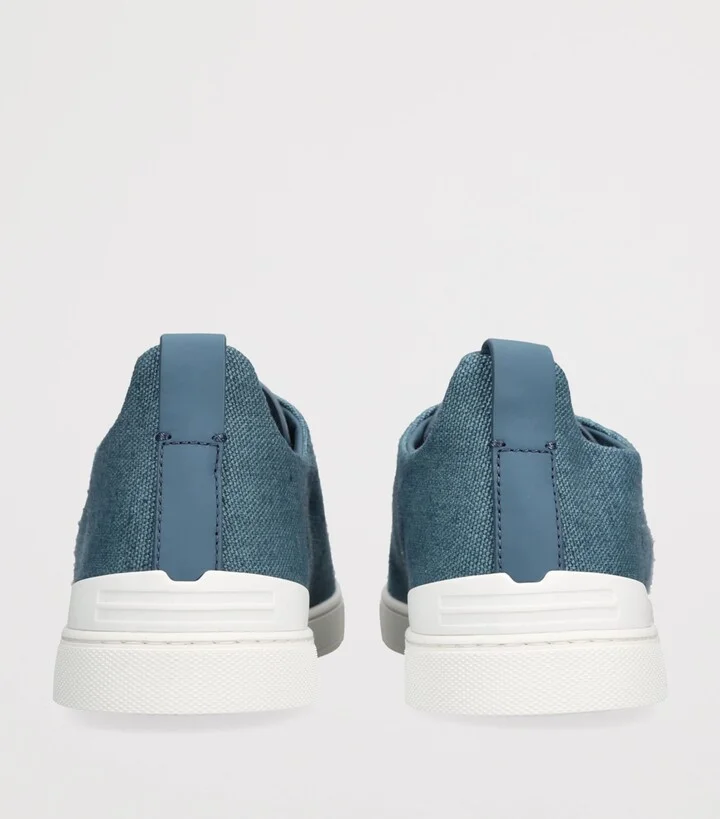 Zegna Cotton-Linen Triple Stitch Sneakers - Image 2
