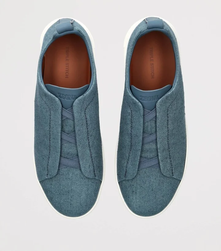 Zegna Cotton-Linen Triple Stitch Sneakers - Image 4