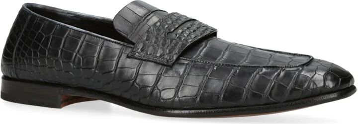 Zegna Crocodile Leather L'Asola Loafers - Image 3