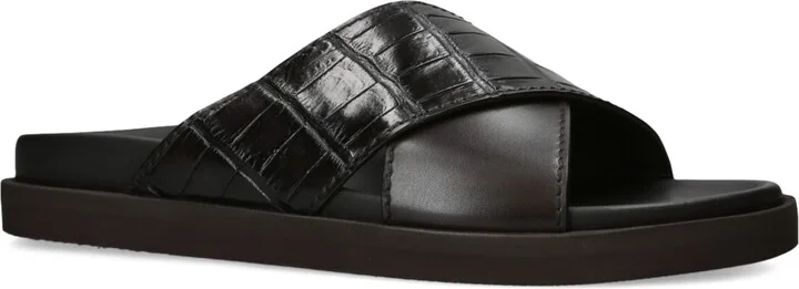 Zegna Crocodile Leather Panarea Slides - Image 3