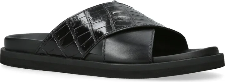 Zegna Crocodile Leather Panarea Slides - Image 3