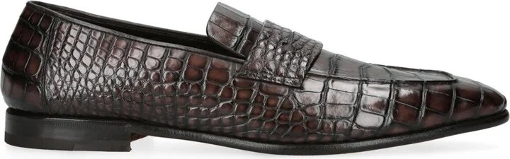 Zegna Crocodile Leather Penny Loafers