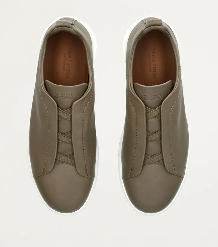 Zegna Crocodile Leather Triple Stitch Secondskin Sneaker - Image 4