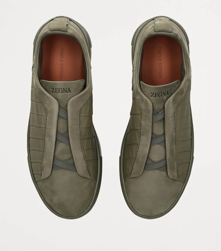 Zegna Crocodile Leather Triple Stitch Secondskin Sneakers - Image 4