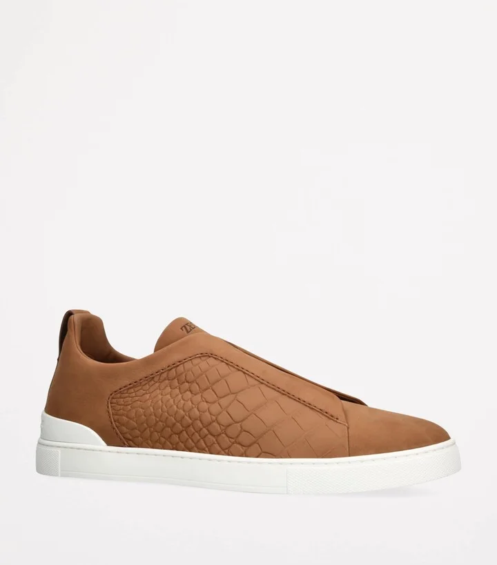 Zegna Crocodile Leather Triple Stitch Secondskin Sneakers - Image 3