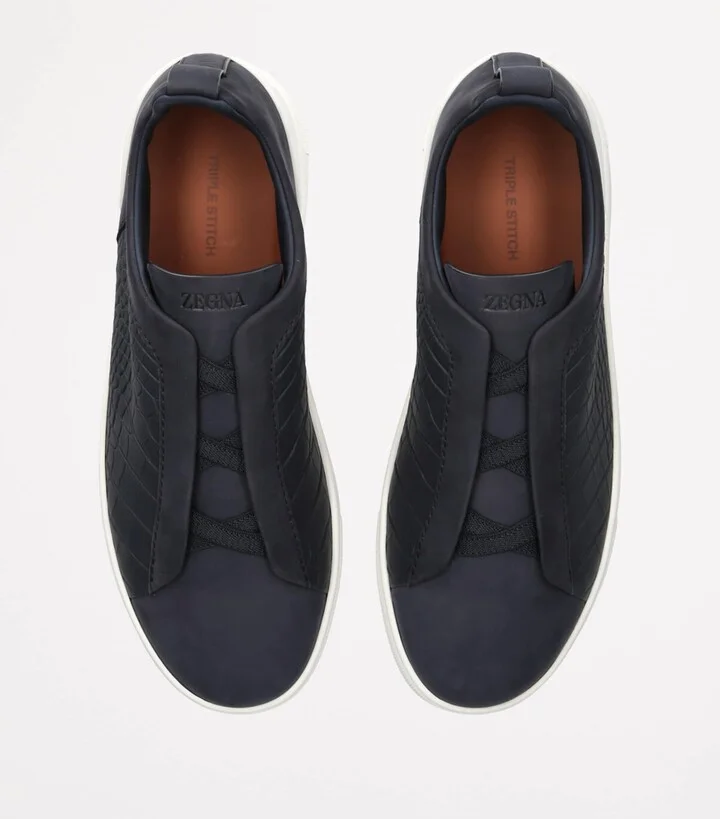 Zegna Crocodile Leather Triple Stitch Secondskin Sneakers - Image 4