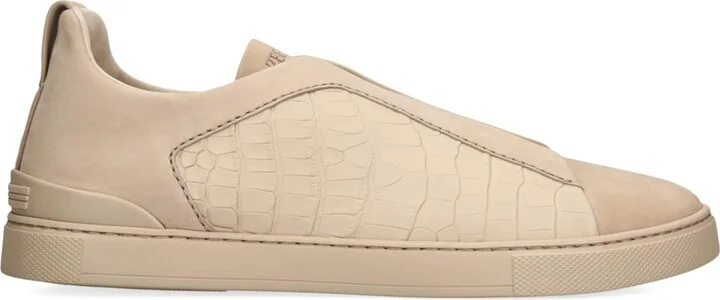 Zegna Crocodile Leather Triple Stitch Secondskin Sneakers