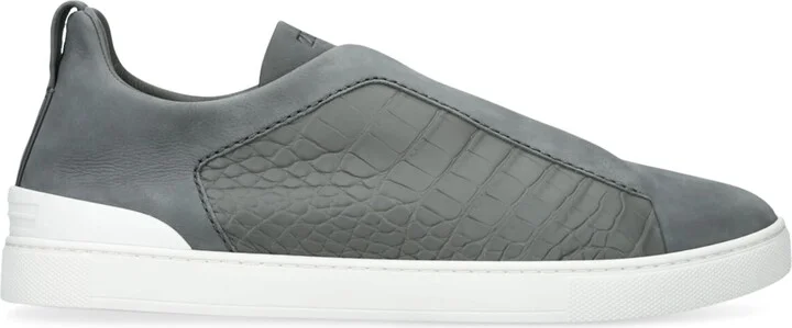 Zegna Crocodile Leather Triple Stitch Secondskin Sneakers
