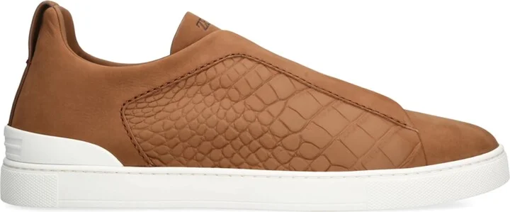 Zegna Crocodile Leather Triple Stitch Secondskin Sneakers