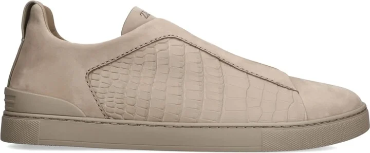 Zegna Crocodile Leather Triple Stitch Secondskin Sneakers