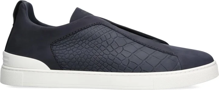 Zegna Crocodile Leather Triple Stitch Secondskin Sneakers