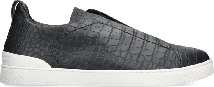 Zegna Crocodile Leather Triple Stitch Secondskin Sneakers
