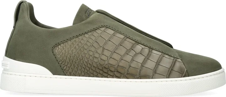 Zegna Crocodile Leather Triple Stitch Secondskin Sneakers