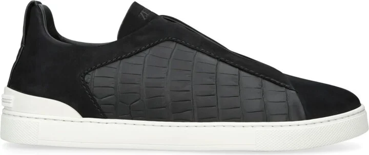 Zegna Crocodile Leather Triple Stitch Secondskin Sneakers