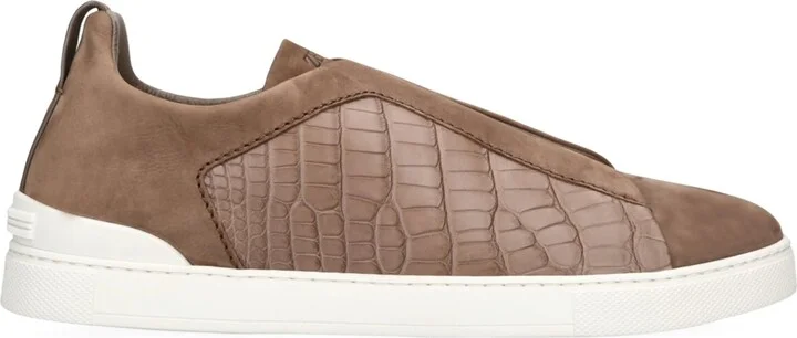 Zegna Crocodile Leather Triple Stitch Secondskin Sneakers