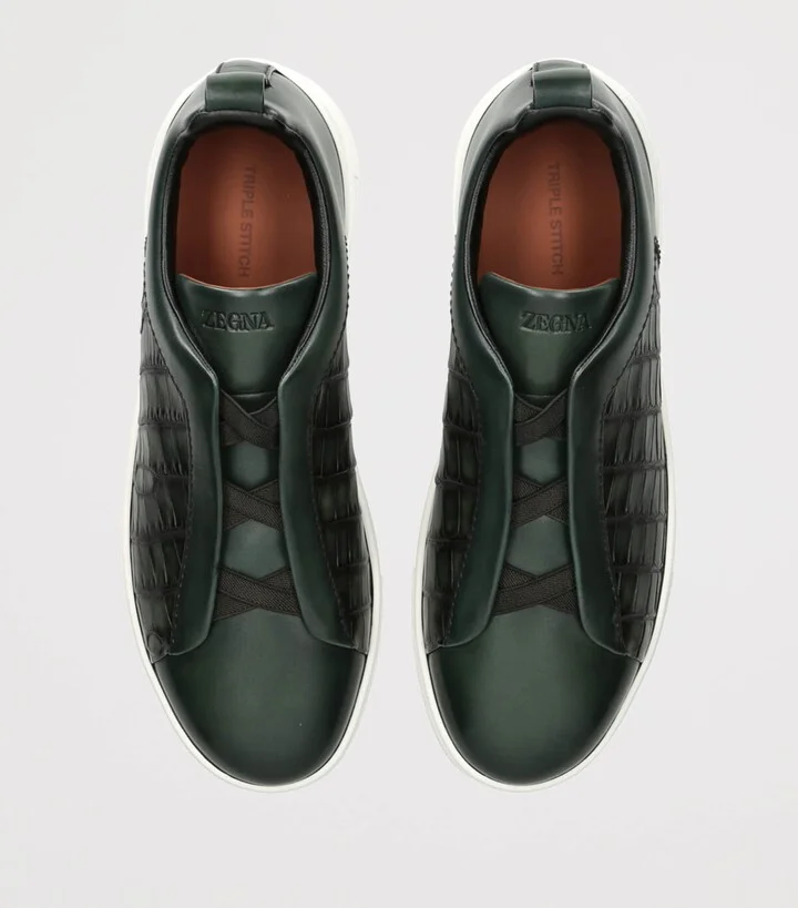Zegna Crocodile Leather Triple Stitch Sneakers - Image 4