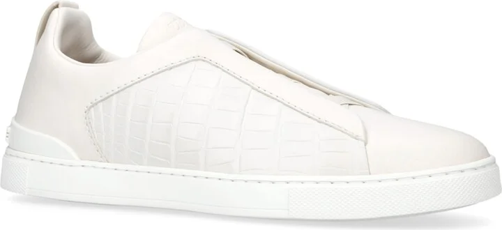 Zegna Crocodile Leather Triple Stitch Sneakers - Image 3