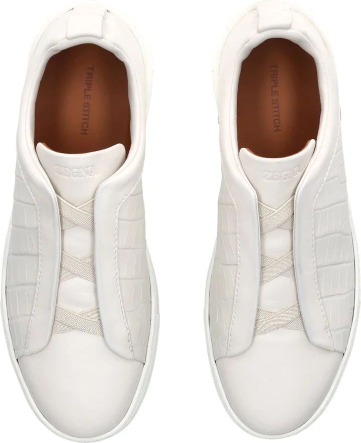 Zegna Crocodile Leather Triple Stitch Sneakers - Image 4