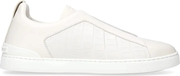 Zegna Crocodile Leather Triple Stitch Sneakers