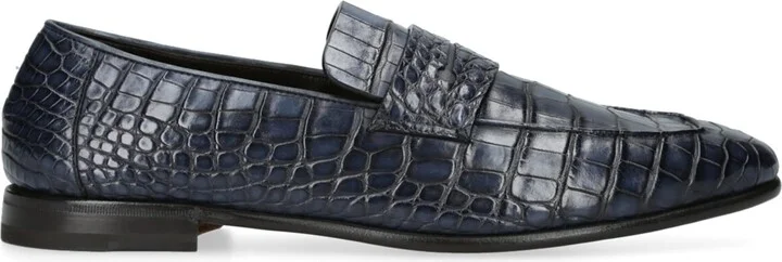 Zegna Crocodile Skin Penny Loafers