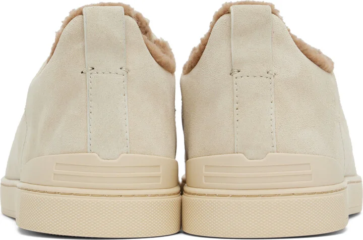 ZEGNA Gray Suede Triple Stitch Sneakers - Image 2