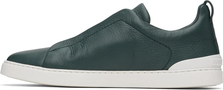 ZEGNA Green Triple Stitch Sneakers - Image 3