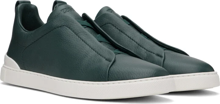 ZEGNA Green Triple Stitch Sneakers - Image 4