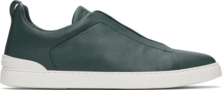 ZEGNA Green Triple Stitch Sneakers