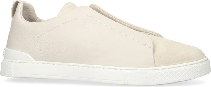 Zegna Leather and Suede Triple Stitch Sneakers - Image 3
