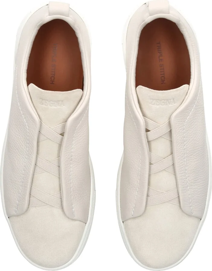 Zegna Leather and Suede Triple Stitch Sneakers - Image 4