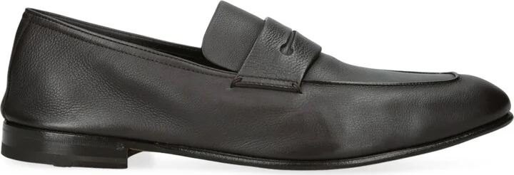 Zegna Leather-Cashmere L'Asola Secondskin Loafers