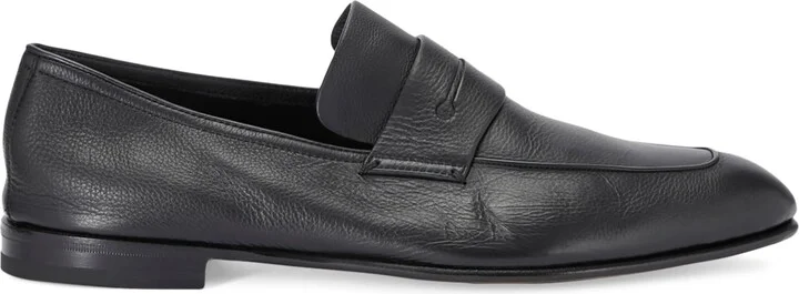 Zegna Leather-Cashmere L'Asola Secondskin Loafers