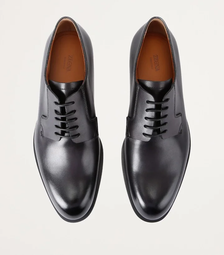 Zegna Leather Classic Flex Derby Shoes - Image 4