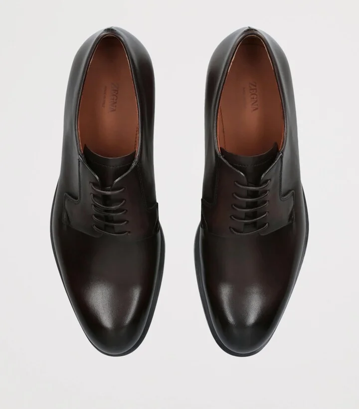 Zegna Leather Classic Flex Derby Shoes - Image 3