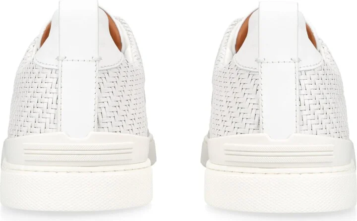 Zegna Leather Pelletessuta Triple Stitch Sneakers - Image 2