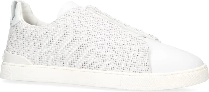 Zegna Leather Pelletessuta Triple Stitch Sneakers - Image 3