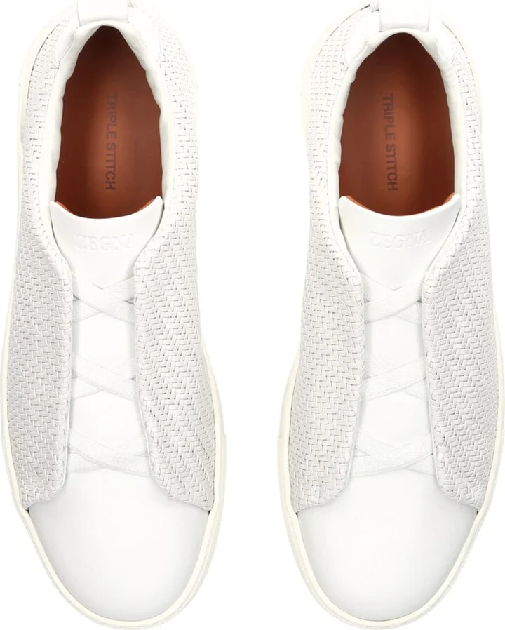 Zegna Leather Pelletessuta Triple Stitch Sneakers - Image 4