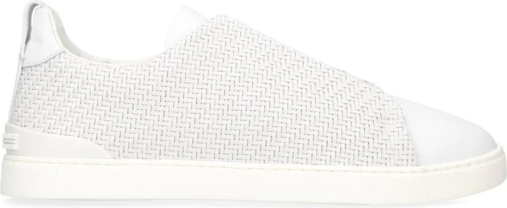 Zegna Leather Pelletessuta Triple Stitch Sneakers