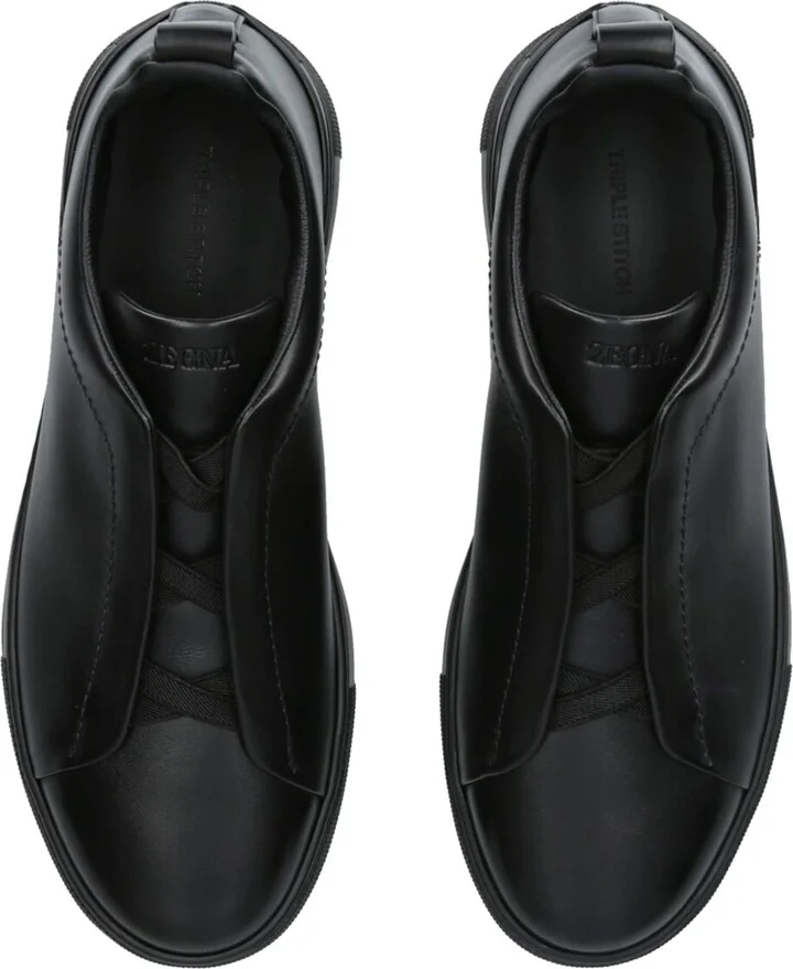 Zegna Leather Triple Stitch Evening Sneakers - Image 2