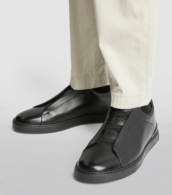 Zegna Leather Triple Stitch Evening Sneakers - Image 6