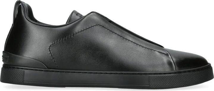 Zegna Leather Triple Stitch Evening Sneakers