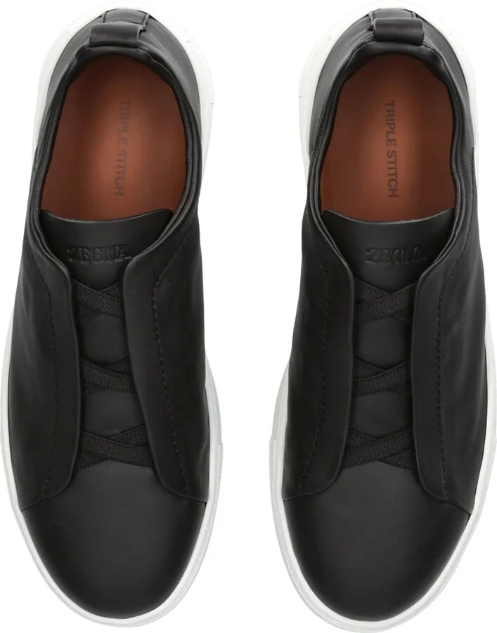 Zegna Leather Triple Stitch Secondskin Sneakers - Image 4