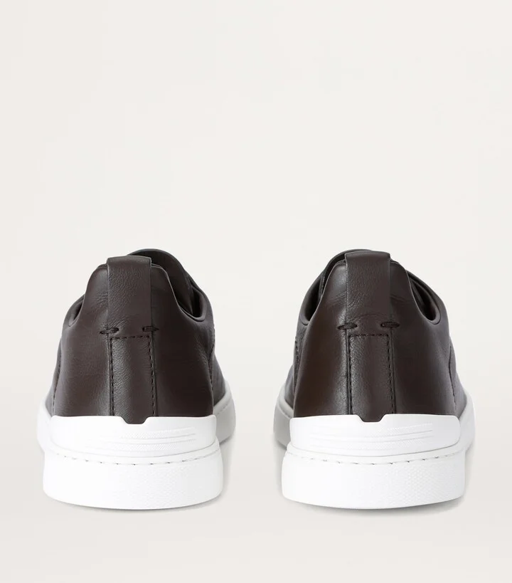 Zegna Leather Triple Stitch Secondskin Sneakers - Image 2