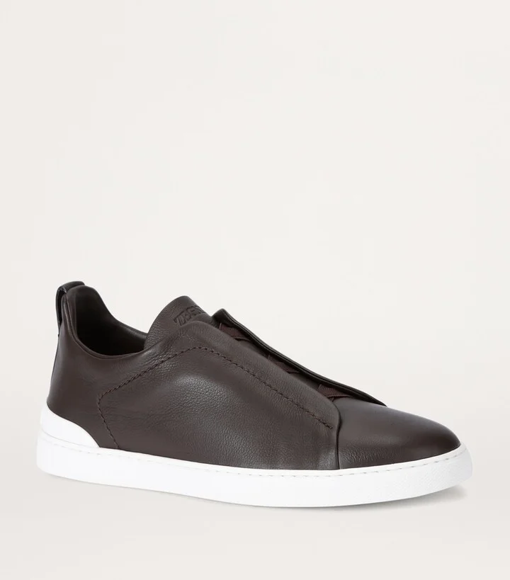 Zegna Leather Triple Stitch Secondskin Sneakers - Image 3