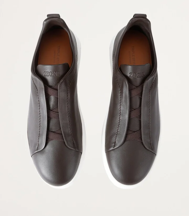 Zegna Leather Triple Stitch Secondskin Sneakers - Image 4