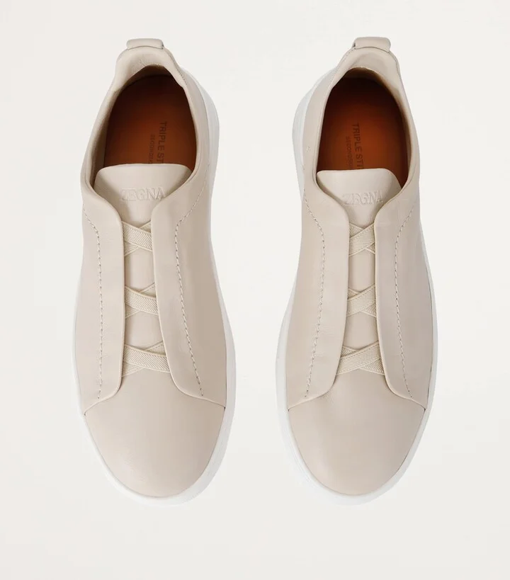 Zegna Leather Triple Stitch Secondskin Sneakers - Image 4