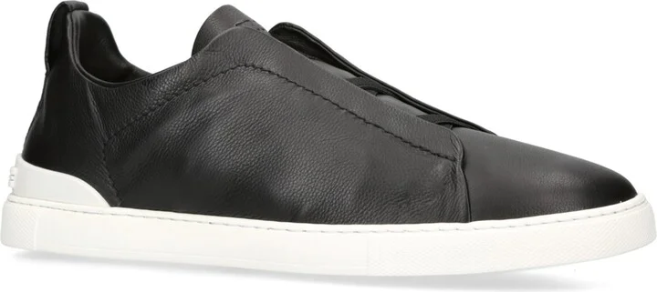 Zegna Leather Triple Stitch Secondskin Sneakers - Image 3