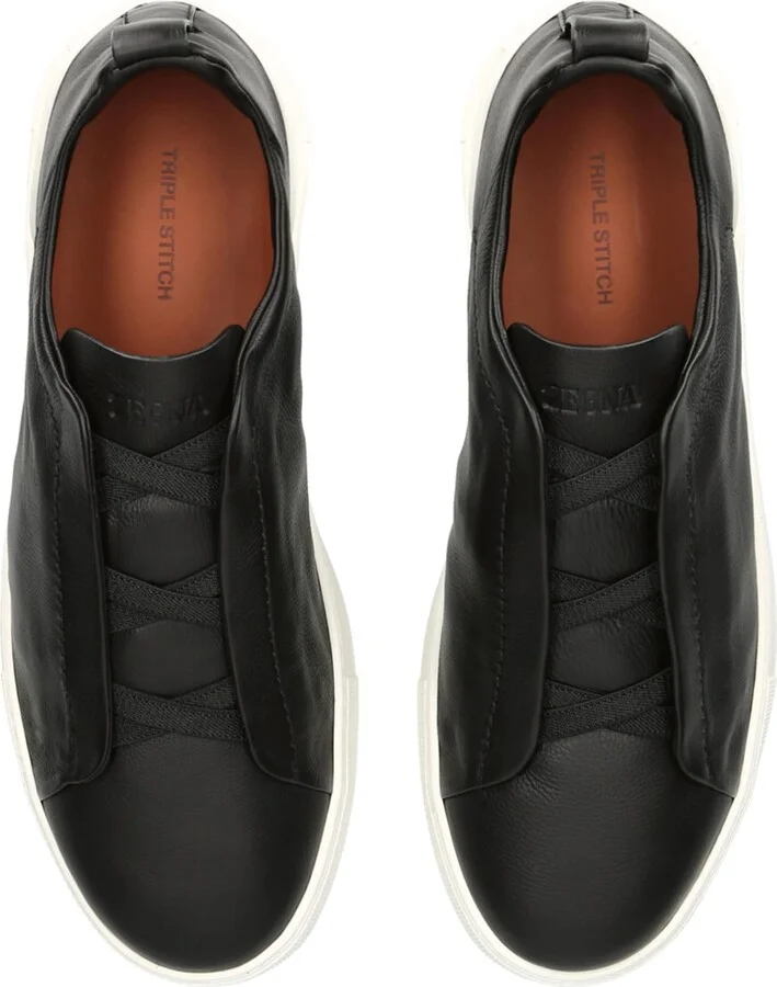 Zegna Leather Triple Stitch Secondskin Sneakers - Image 4